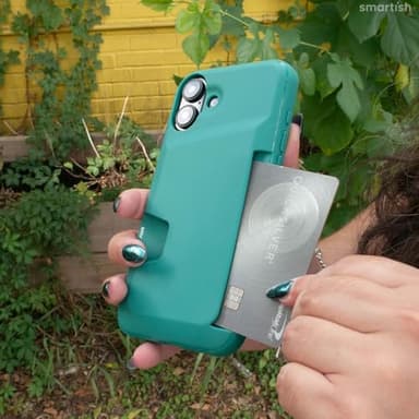 Smartish® iPhone 16 Pro Wallet Case - Wallet Slayer Vol. 1 [Slim + Protective] Credit Card Holder - Drop Tested Hidden Flip Card Slot Cover Compatible with Apple iPhone 16 Pro - Blues on The Green - Image 10