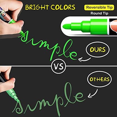 Liquid Erasable Chalk Markers Pens - 12 Colors Washable & Wet Erase Neon Makers for Blackboard, Chalkboard Signs, Glass Window, Graduation Celebration School Kids Art for Cars - Image 2