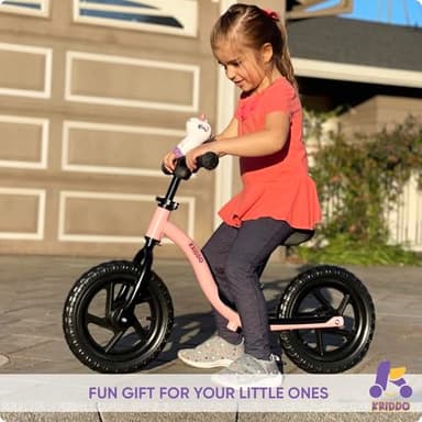 KRIDDO Toddler Balance Bike 2 Year Old, Age 24 Months to 5 Years Old, Early Learning Interactive Push Bicycle with Steady Balancing, Gift Bike for 2-5 Boys Girls, Pink - Image 3