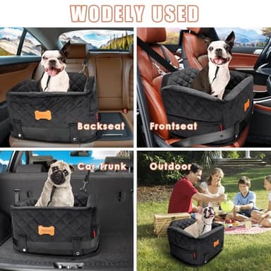 koneboss Detachable Washable Dog Booster Car Seat for Small Dogs Under 25 lbs with Memory Foam, Seat Belt, Storage Pocket, and Blanket - Image 8