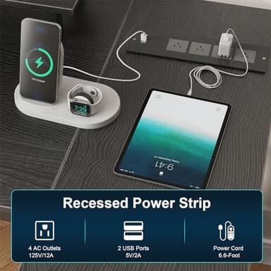 Eivanet 47 inch Gaming Desk with Power Outlet & LED Light, Reversible L Shaped Desk, L Shaped Desk with Hook & Monitor Stand, Computer Desk with Drawer and Shelves for Home Office Bedroom - Image 5