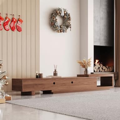 NessCarsti Mid Century Modern TV Stand for 75+ Inch TVs, Extendable Media Console (78"-103") with Ample Storage - Sleek Walnut Entertainment Center for Living Room - Image 6