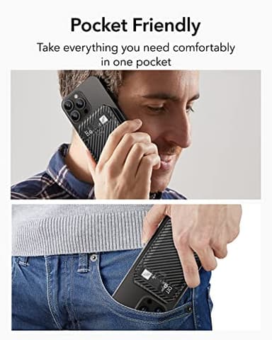 ESR for MagSafe Wallet, Phone Wallet with Adjustable Stand for iPhone 17/16/15/14/13/12, Not for iPhone 13/12 Mini, 3 Card Holder, Vegan Leather, Black Carbon Fiber - Image 7