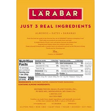 Larabar Banana Bread, Gluten Free Vegan Fruit & Nut Bar, 1.6 oz Bars, 16 Ct - Image 5