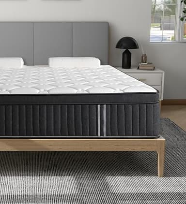 Huyamy Queen Mattresses,14 Inch Queen Size Mattresses in a Box,Memory Foam Hybrid White & Black Mattress with Provide Support and Improve Sleep,Pressure Relief,Medium Firm - Image 3