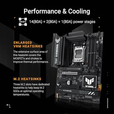 ASUS TUF Gaming B850-PLUS WiFi AMD AM5 B850 ATX Motherboard, 14+2+1 80A Stages, AI Ready, DDR5, PCIe 5.0, 3X M.2, Wi-Fi 7, 2.5Gb LAN, DisplayPort, HDMI™, USB 10Gbps & 20Gbps Type-C®, BIOS Flashback™ - Image 3