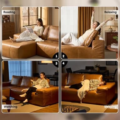 ovios Sectional Cloud Couch for Living Room, Modular Floor Sofa with Plush Corduroy, No Assembly Required, Big Comfy Couches Set with Fluffy Memory Foam, Stupendous U Shaped Sofas with Chaise, Brown - Image 6