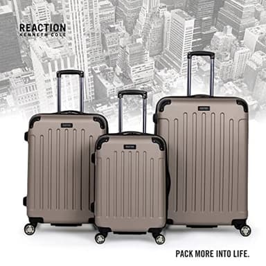 Kenneth Cole REACTION Renegade Luggage Expandable 8-Wheel Spinner Lightweight Hardside Suitcase, Champagne, 24-Inch Checked - Image 6
