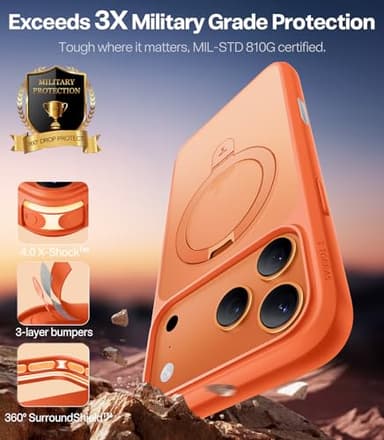 TORRAS for iPhone 17 Pro Max Case with Stand, Camera Control Button, Fit for MagSafe, Military Grade Protection, Translucent Slim Soft Edge Case for iPhone 17 Pro Max 6.9", Orange - Image 6