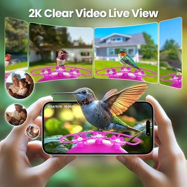Soliom-The Original Hummingbird Feeder Camera 2K with Updated Structure for Leak Proof,Ant Moat, Bird Watching with AI Identify Bird Species,3 Feeding Ports, Gifts Ideas for Family (16 OZ) - Image 2