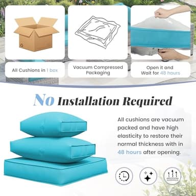 Amopatio 14-Piece Outdoor Sofa Cushions for 6-Seat Patio Sectional, Waterproof Quick-Dry Outdoor Replacement Cushions, Non-Slip Bottom All-Weather Sunproof Couch Cushion Eco Fabric, Sky Blue - Image 7