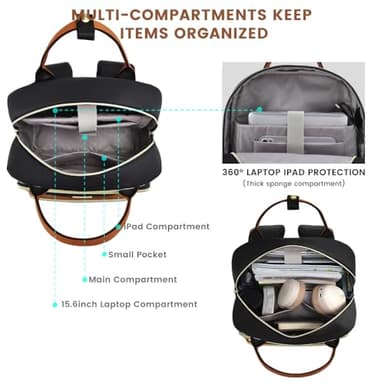 LOVEVOOK Laptop Backpack for Women, Water Resistant Travel Work Backpacks Purse Stylish College Business Teacher Nurse Computer Bag - Image 7