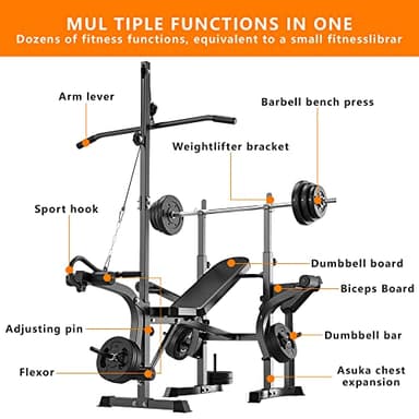 Rigel 600lbs 6 in 1 Adjustable Olympic Weight Bench Set with Leg Extension and Leg Curl Multi-Function Bench Press Set for Full Body Workout - Image 2