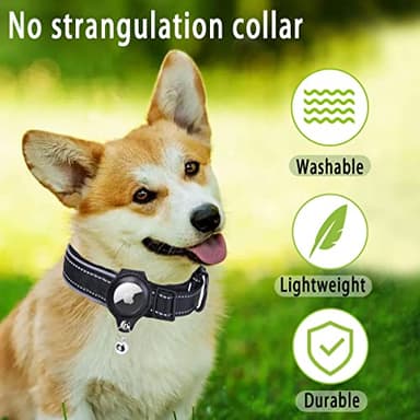Arojore Reflective AirTag Dog Collar, Heavy Duty Padded Puppy Collar with AirTag Holder, Adjustable Air Tag Pet Collar for Small Medium Large Dogs, Black, L - Image 4