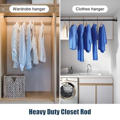 Heavy Duty Shower Curtain Rod - 42 to 72" Adjustable,3-In-1 Installation (No Drilling, Stick On Or Screw In Mount),Non-Slip Stainless Steel Tension Rod for Bathroom,Closet,Window,Doorways - Image 7