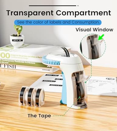 Embossed Label Maker Machine with Tapes, 3D Label Maker Vintage, Retro Embosser Label Maker Machine with 3Rolls Embossing Tapes, Old School Embossing Labeler for Home Kitchen Office and DIY, Blue - Image 5