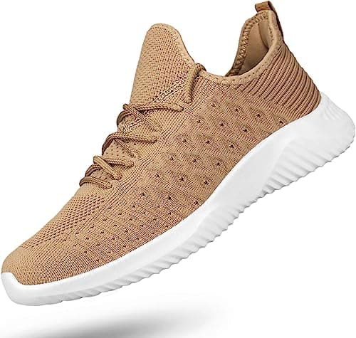 Feethit Mens Slip On Walking Shoes Lightweight Breathable Non Slip Running Shoes Comfortable Fashion Sneakers for Men Khaki 12 - Image 1