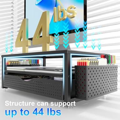 gianotter Desk Organizers and Accessories, Monitor Stand with Drawer and 2 Pen Holder, Desktop Organizer Suitable for Offices and Dormitories (Black) - Image 6