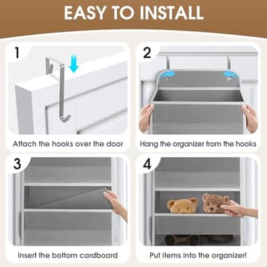 SpaceHacks 1 Pack Over The Door Organizer, Hanging Storage Organizer with Clear Window, 40lb Ultra Sturdy Large Capacity Room Organizer for Pantry Laundry Bathroom Nursery Closet Baby Essential (Grey) - Image 3