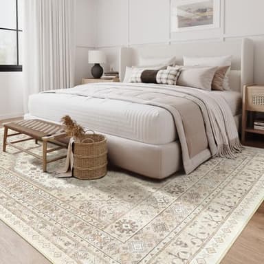 zesthome 8x10 Area Rugs for Living Room,Non-Slip Backing Washable Rugs,Vintage Large Area Rug，Stain Resistant Home Decor Rug - Image 7