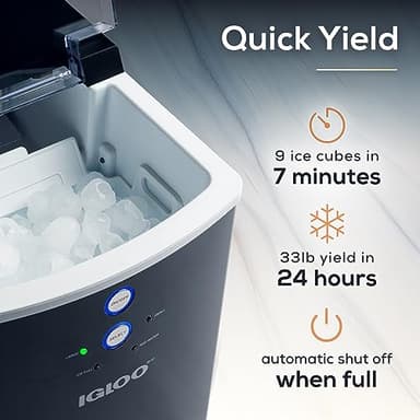 Igloo Electric Countertop Ice Maker Machine - Automatic and Portable - 33 Pounds in 24 Hours - Ice Cube Maker - Ice Scoop and Basket - Ideal for Iced Coffee and Cocktails - Black - Image 3