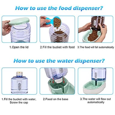 Kacoomi Automatic Dog Cat Feeder and Water Dispenser Gravity Food Feeder and Waterer Set with Pet Food Bowl for Small Medium Dog Puppy Kitten, Large Capacity 1 Gallon x 2 - Image 3