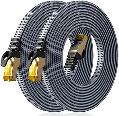 ARISKEEN Cat 8 Ethernet Cable 6 FT 2 Pack, 40Gbps 2000Mhz High Speed Cat8 Network LAN Patch Cord, Nylon Braided Heavy Duty Shielded RJ45 Flat Internet Cable for Indoor Outdoor - 6 Feet (Grey - Image 2