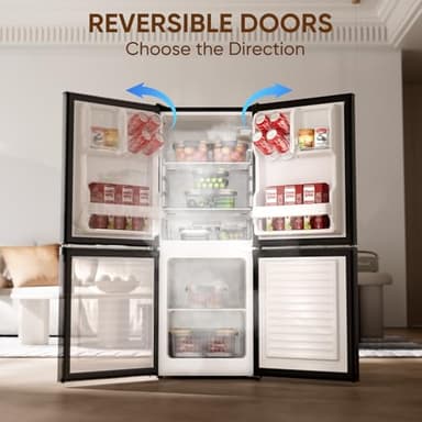 Upstreman 4.0 Cu.Ft Small Refrigerator with Bottom Freezer, Double Door Mini Fridge with Freezer, Mini Refrigerator for Apartment, Dorm, Office, BM40 (Black) - Image 5