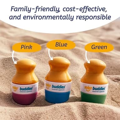 Solar Buddies Sunscreen Applicator - Blue & Pink Duo - BPA-Free Refillable Roll on Sponge Sunscreen, Suncream & Lotion Applicator For Kids, Adults & Families - Holds 3.4fl oz, Perfect Size for Travel - Image 6