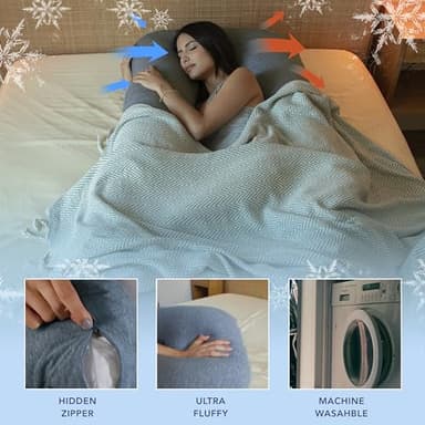 Pharmedoc Pregnancy Pillows, U-Shape Full Body Pillow - Solid – Cooling Removable Cover Dark Grey – Pregnancy Pillows for Sleeping – Body Pillows for Adults, Maternity Pillow and Pregnancy Must Haves - Image 4