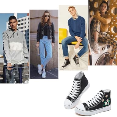 hash bubbie High Top Sneakers for Women Classic High Tops Canvas Shoes Lace up Women's Fashion Sneaker(Black Flower,US8.5W/US6.5M) - Image 4