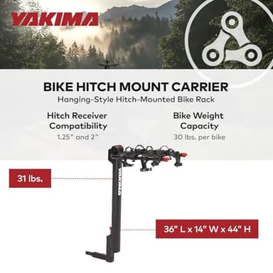 YAKIMA DoubleDown 4 - Tilting Hitch-Mounted Bike Rack for Cars, SUVs, Trucks and More, Fits 1.25” and 2” Hitches, Anti-Sway and Folding Arms, Carries 4 Bikes - Image 2