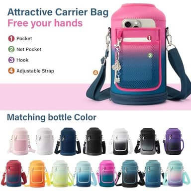 DYSANKY Insulated Water Bottle | Thickened Stainless Steel Vacuum Metal | Portable Sports Half Gallon Large Water Jug for Gym and Hiking with Straw, Carrier Bag, Handle Strap | BPA-Free 64 oz - Image 6