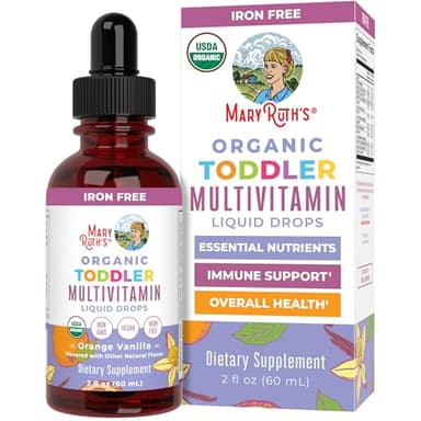 MaryRuth Organics Kids Multivitamin for Toddlers | USDA Organic | Toddler Vitamins Liquid Drops for Kids Ages 1-3 | Toddler Immune Support & Overall Wellness | Vegan | Non-GMO | Gluten Free | 2 Fl Oz - Image 1