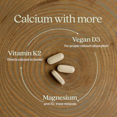 New Chapter Calcium Supplement - Bone Strength Organic Calcium with Magnesium, Vitamin D3+K2, 70+ Trace Minerals for Bone Health, Gluten Free, Easy to Swallow Slim Tablets - 120 Count - Image 4