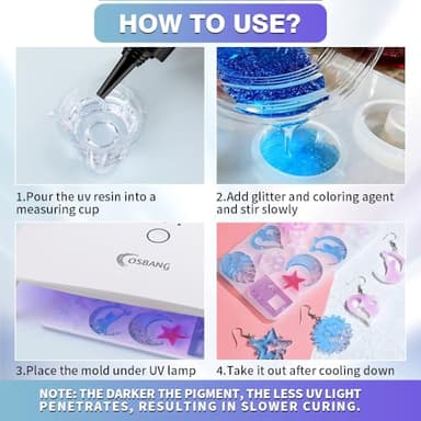 OSBANG Crystal Clear Hard UV Resin Upgraded Formula Ultraviolet Fast Curing for Jewelry Making Craft Decoration, Hard Transparent Glue Solar Cure Sunlight Activated Resin Casting & Coating（300g） - Image 6