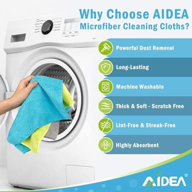 AIDEA Microfiber Cleaning Cloth-50PK, Soft Microfiber Towels for Cars, Absorbent Cleaning Rags, Lint-Free Streak-Free Wash Cloths for House, Kitchen, Window(12in.x12in) - Image 3
