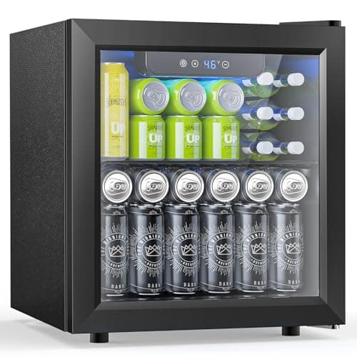 Electactic 50 Cans Beverage Refrigerator Cooler, 1.3 Cu.ft Mini Fridge Countertop Drink Cooler with Glass Door for Beer, Soda,Wine, Adjustable Digital Temperature Control for Home Dorm Bar, Black - Image 1