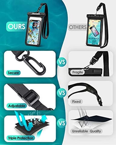 Hiearcool Waterproof Phone Pouch, Waterproof Phone Case for iPhone 17 16 15 14 13 Pro Max, IPX8 Cellphone Dry Bag Beach Cruise Ship Essentials 2Pack-8.3" - Image 4