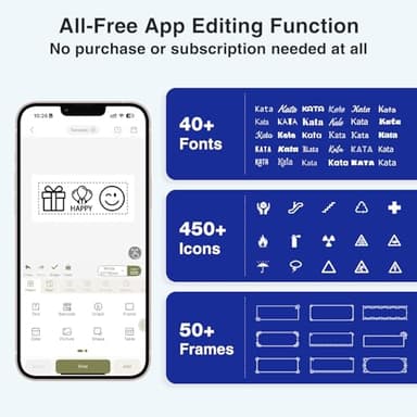 SUPVAN E11 Bluetooth Label Maker Machine with 4 Tapes, Support Keyboard & App with 40 Fonts and 450+ Icons, Rechargeable Inkless Labeler for Home, Kitchen, Office, School Organization, Black - Image 5
