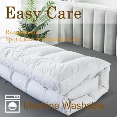 WhatsBedding Duck Feather Bed Mattress Topper, 100% Cotton Memory Foam Mattress Topper, 2500GSM Overfilled Pillow Top, Hotel Collection - Image 7