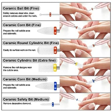 Cellentool 25Pcs Nail Drill Bits Set with Storage Box, 3/32 Inch Tungsten Ceramic Diamond Carbide Nail Drill Bits for Acrylic Gel Polish, Cuticle Efile Remover for Manicure Pedicure - Image 3
