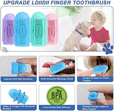 Dog Toothbrush Dog Tooth Brushing Kit Dog Finger Toothbrush for Dog Teeth Cleaning&Dog Dental Care,Cat Toothbrush Dog Tooth Brush Puppy Toothbrush (Blue Green Pink Purple(4-Pack - Image 2