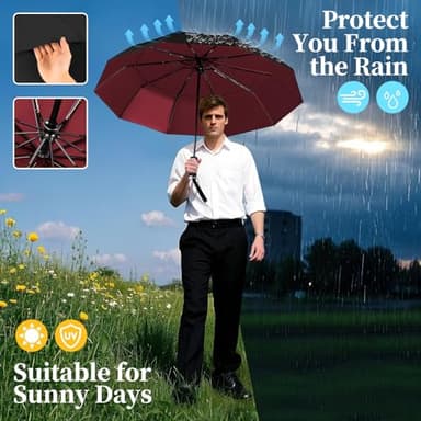 Yoobure Double Vented Canopy Travel Umbrella, Automatic Umbrellas for Rain - Windproof UV Sun Protection Compact Umbrella for Car/Walking/Backpack, Lightweight Large Auto Open Close - Image 5