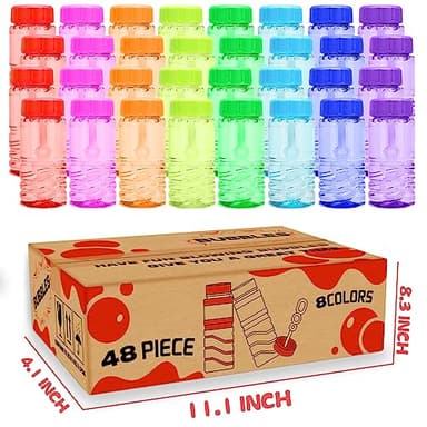 48 Pack Bubble Bottle with Wand Attached to the Cap (8 Colors), Bubbles Bulk Set for Kids Party Favors, Blower Bubbles Refill Toy for Toddler Summer Outside, Birthday Gift, Goody Bag Stuffers Supplies - Image 4