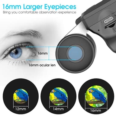 ZZSTAR 12x32 Binoculars for Adults, Binoculars with Camera, 2" LTPS Display 5MP 1080P Video Photo Recorder for Bird Watching Travel Hunting, with 32GB Micro SD Card, Silvery - Image 5