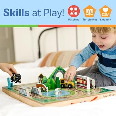Melissa & Doug Take-Along Railroad Tabletop Playset with Wooden Train Toys, Animals & Scenery Play Pieces, Preschool Learning Toys for Girls & Boys 3+ - FSC Certified - Image 5