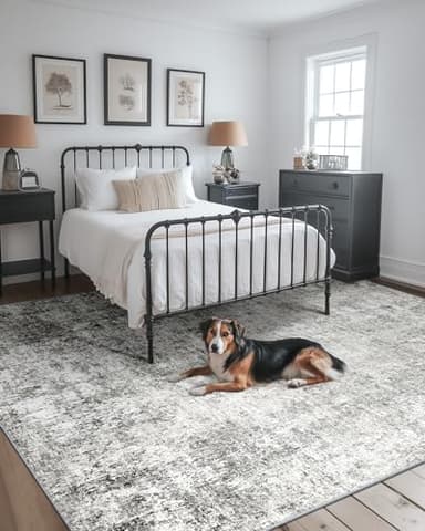 RELEANY Washable Area Rugs 6'x9' Non-Slip Modern Abstract Soft for Living Room Entryway Bedroom Nursery, Print Pattern, Gray White Grey - Image 8