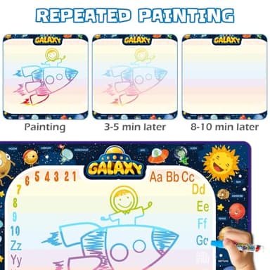 Jasonwell Aqua Water Doodle Mat 48 x 36 Inches Large Magic Drawing Doodling Mat Coloring Mat Educational Toys Christmas Birthday Gifts for Kids Toddler Boys Girls Age 2 3 4 5 6 7 8 Year Old (Galaxy) - Image 2