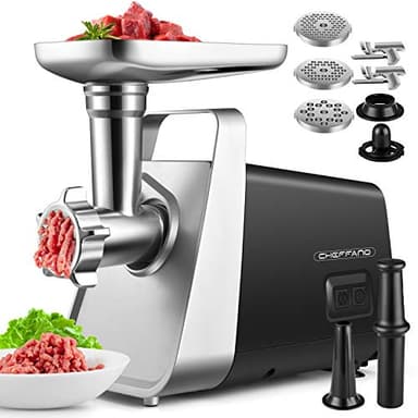 CHEFFANO Meat Grinder Electric, 350W[2000W Max] Electric Meat Grinder, Molino De Carne, Meat Mincer with Stainless Steel 2 Blades and 3 Plates, Sausage Staff Maker & Kubbe Kit for Home Kitchen Use - Image 1
